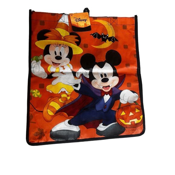 Disney Halloween Tote Bag Orange Black 15" x 13 1/2" - Picture 3 of 5
